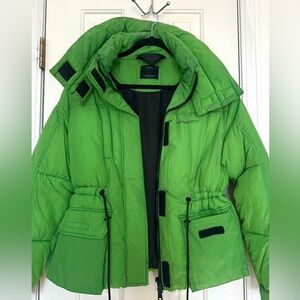 Bershka Green Puffer Jacket with Black Accents
